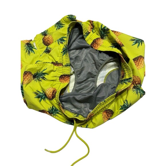 Men's Old Navy Pineapple Print Neon Yellow Swim Trunks Size Medium‎ Shorts - Picture 3 of 5